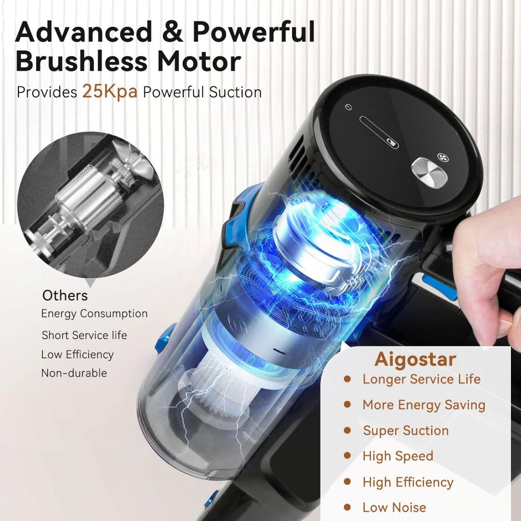 Aigostar Cordless Vacuum Cleaner with 25KPa Powerful Suction