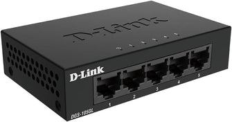 D-Link DGS-105GL 5-Port Gigabit Unmanaged Switch – Fanless, Metal Housing, Low Profile, Plug & Play, 802.3az EEE – Black