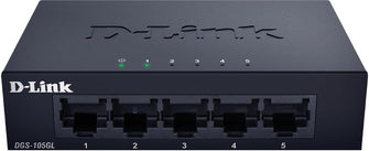 D-Link DGS-105GL 5-Port Gigabit Unmanaged Switch – Fanless, Metal Housing, Low Profile, Plug & Play, 802.3az EEE – Black