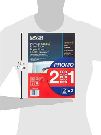Epson Premium Glossy Photo Paper A4 – 2-for-1 Pack (15 Sheets + 15 Free) – White – C13S042169
