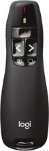 Logitech R400 Wireless Presentation Remote, 2.4 GHz, USB-Receiver, Red Laser Pointer, 15-Meter Operating Range, 6 Buttons, Intuitive Slideshow Control, Battery Indicator, PC - Black