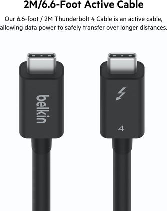 Belkin Active Thunderbolt 4 USB-C Cable - 100W Power Delivery, USB 4 Compliant, Compatible with MacBook Pro, iPhone 15 Pro, 2m