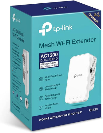 Buy TP-Link,TP-Link AC1200 Mesh Dual Band Wi-Fi Range Extender, Broadband/Booster/Hotspot 1 Ethernet Port, Built-In Access Point Mode, Works with Any Wi-Fi Router, UK Plug - Gadcet.com | UK | London | Scotland | Wales| Ireland | Near Me | Cheap | Pay In 3 | Adapters