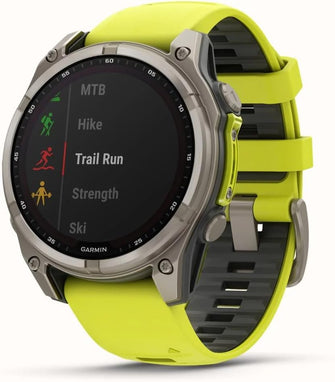 Garmin Fenix 8 47mm Solar Sapphire Titanium - AmpYellow/Graphite Silicone Band