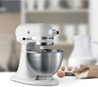 KitchenAid K45 Classic Stand Mixer, 4.3L, 275W, 10 Speeds, Includes Whisk, Beater, Dough Hook, White (5K45SSBWH)