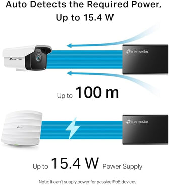 TP-Link 802.3at/af Gigabit PoE Injector - Non-PoE to PoE Adapter, 15.4W, LED Indicator, Plug & Play, Desktop/Wall-Mount, Up to 100m, Black (PoE150S)