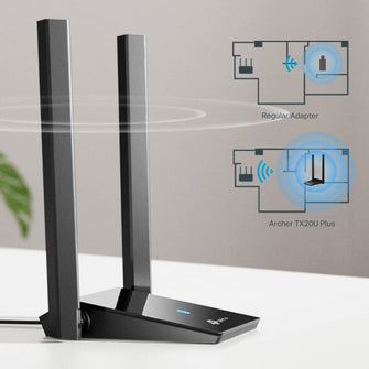 TP-Link,TP-Link AX1800 Wi-Fi 6 Dual Antennas High Gain Wireless USB 3.0 Adapter, Dual-Band, Auto Driver, MU-MIMO, Low- Latency, 1m Cable, Supports Windows 10/11, Highly Secure WPA3 (Archer TX20U Plus), Black - Gadcet.com
