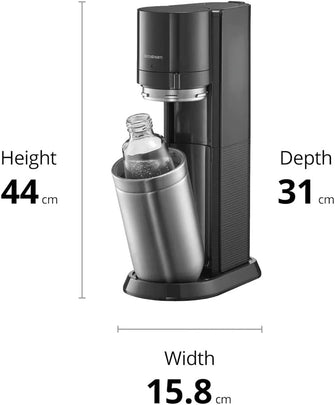 SodaStream Duo Sparkling Water Maker - 2x 1L Bottles, BPA-Free, Glass Carafe, CO2 Gas Bottle, Retro Drinks Maker for Home Carbonated Water - Black