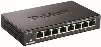 D-Link DES-108/B 8-Port Fast Ethernet Unmanaged Desktop Switch - 10/100 Mbit/s, Metal - UK Version