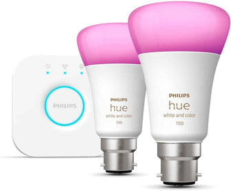 Buy Philips,Philips Hue Smart LED Colour B22 Bulbs & Bridge Starter Kit - Gadcet UK | UK | London | Scotland | Wales| Ireland | Near Me | Cheap | Pay In 3 | Home & Garden
