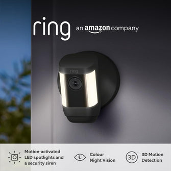 Ring Spotlight Cam Pro Battery by Amazon | Outdoor Security Camera 1080p HDR Video, 3D Motion Detection, Bird's-Eye View, LED Spotlights, alternative to CCTV | 30-day free trial of Ring Protect - 2