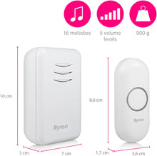 Buy Byron,Byron DBY-22311 Wireless Portable Doorbell Set, 150 m Range, 16 Melodies - Gadcet UK | UK | London | Scotland | Wales| Ireland | Near Me | Cheap | Pay In 3 | Door Bells & Chimes