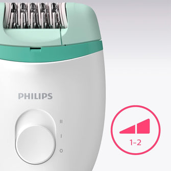 Philips Satinelle Essential Epilator, Corded, Compact Hair Removal, BRE224/00 White & Green
