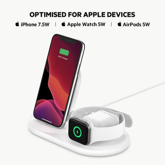 Buy Belkin,Belkin 3 in 1 Wireless Charger Stand Including Plug - White - Gadcet UK | UK | London | Scotland | Wales| Ireland | Near Me | Cheap | Pay In 3 | Power Adapter & Charger Accessories