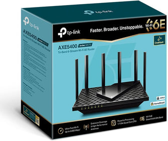 TP-Link Archer AXE75 AXE5400Mbps WiFi 6E Router Tri-Band, WiFi Router, Gigabit Ethernet Ports, USB 3.0, WiFi Booster, 512MB RAM, OneMesh, WPA3, Ideal for Gaming, HomeShield, Compatible with Alexa