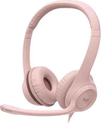 Logitech H390 Wired Headset - USB-A, Noise Cancelling Microphone, In-Line Controls, Stereo Sound, Compatible with PC/Laptop/Chromebook - Rose