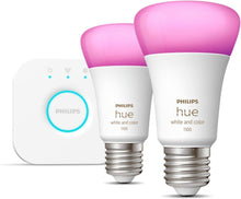 Buy Philips Hue,Philips Hue White and Colour Ambiance Wireless Lighting LED Starter Kit with 2 E27 Bulbs - Gadcet UK | UK | London | Scotland | Wales| Ireland | Near Me | Cheap | Pay In 3 | LED Light Bulbs