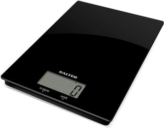 Salter 1170 BKDR Digital Kitchen Scale – 5kg Capacity, Slim Glass Platform, Add & Weigh, LCD Display, Battery Included – Black