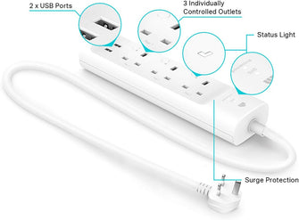 TP-Link Kasa WiFi Power Strip 3 Outlets + 2 USB Ports (KP303)