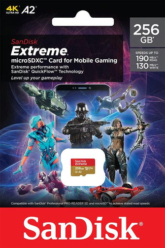 Buy SanDisk,SanDisk 256GB Extreme microSDXC UHS-I Card - A2, Class 10, U3, V30, 190MB/s for Mobile Gaming - Gadcet UK | UK | London | Scotland | Wales| Near Me | Cheap | Pay In 3 | Flash Memory Cards