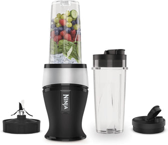 Ninja 700W Slim Blender & Smoothie Maker, 2x 470ml Cups with Spout Lids, Personal Blender, Crush Ice & Frozen Fruit, Silver