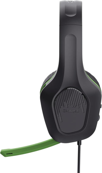 Trust Gaming GXT 415X Zirox Lightweight Gaming Headset – 50mm Drivers, 3.5mm Jack, 1.2m Cable, Foldaway Microphone, Over-Ear, Wired – Black/Green