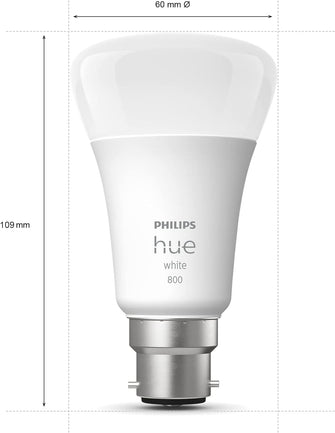Philips Hue White LED Smart Light Bulb 2 Pack [B22 Bayonet Cap] Warm White - for Indoor Home Lighting, Compatible with Amazon Alexa Devices