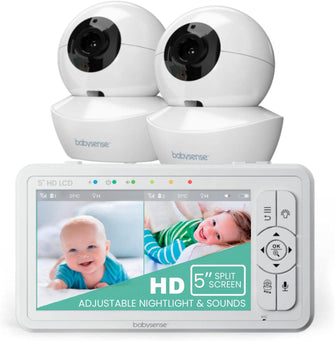 Buy Babysense,Babysense 5" HD Split-Screen Baby Monitor with 2 Cameras, Night Light, White Noise, Lullabies, 4x Zoom, Long Range, 4000mAh Battery - Gadcet UK | UK | London | Scotland | Wales| Near Me | Cheap | Pay In 3 | Security Monitors & Recorders
