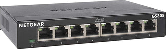 NETGEAR GS308 8-Port Gigabit Ethernet Switch – Plug-and-Play, Silent Operation, Desktop or Wall Mount