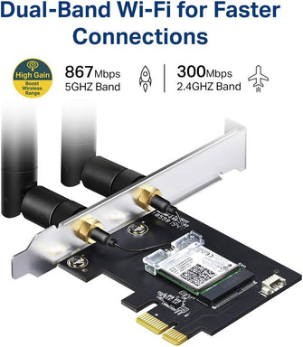 Buy TP-Link,TP-LINK Ac1200 Dual Band Wi-Fi  Bluetooth 4.2 Pci Express Adapter - Black - Gadcet UK | UK | London | Scotland | Wales| Ireland | Near Me | Cheap | Pay In 3 | Network Cards & Adapters