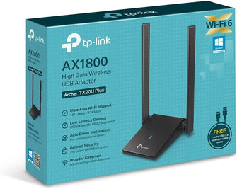 TP-Link,TP-Link AX1800 Wi-Fi 6 Dual Antennas High Gain Wireless USB 3.0 Adapter, Dual-Band, Auto Driver, MU-MIMO, Low- Latency, 1m Cable, Supports Windows 10/11, Highly Secure WPA3 (Archer TX20U Plus), Black - Gadcet.com