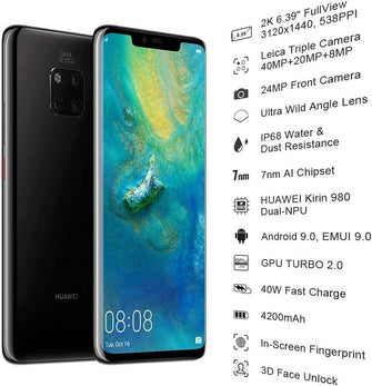 Huawei Mate 20 Pro 128GB Black Sim-Free Unlocked Mobile Phone