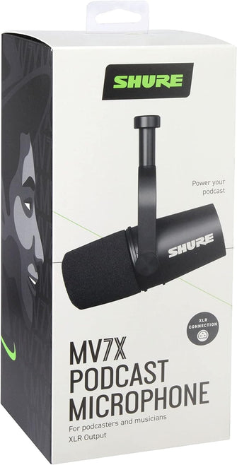 Buy Shure,Shure MV7X XLR Podcast Microphone - Pro Quality Dynamic Mic for Podcasting & Vocal Recording, Voice-Isolating Technology, All Metal Construction, Mic Stand Compatible, Optimized Frequency - Black - Gadcet UK | UK | London | Scotland | Wales| Near Me | Cheap | Pay In 3 | Microphones