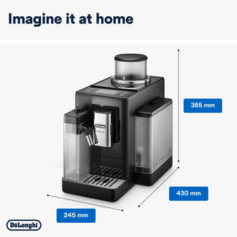 De'Longhi Rivelia EXAM440.55.B, Fully Automatic Coffee Machine with LatteCrema Hot, Automatic Milk Frother, Compact Size Bean to Cup Coffee Machine, 16 Recipes, Full Touch Coloured Display Black