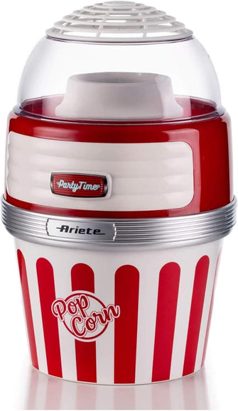 Ariete 2957 Retro Style Popcorn Maker - 2-Minute Fast Popping, Fat-Free Cooking, with Serving Bowl - Red