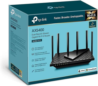 TP-Link Archer AX72 AX5400Mbps WiFi 6 Router, WiFi Router, Gigabit Ethernet Ports, USB 3.0, Internet Booster Routers, WiFi Booster, Ultra-Low Latency, EasyMesh,WPA3, Ideal for Gaming, Alexa