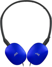 JVC HA-S160M-A Flats Foldable Compact Headphones - Glossy Blue, On/Off Microphone Switch, Perfect for Teleworking & Online Seminars