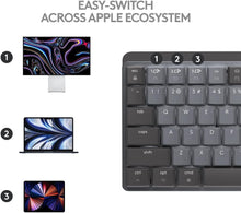 Logitech MX Mechanical Mini for Mac Wireless Keyboard - Low-Profile Performance Switches, Tactile Quiet Keys, Backlit, Bluetooth, USB-C, QWERTY UK English - Pale Grey