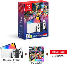 Nintendo Switch OLED White Bundle – Includes Mario Kart 8 Deluxe & 12-Month Nintendo Switch Online Membership