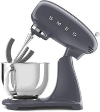 Smeg SMF03GRUK Full Colour Stand Mixer, Retro 50's Style with 4.8L Stainless Steel Bowl, Safety Lock, 10 Variable Speeds, 800W, Grey