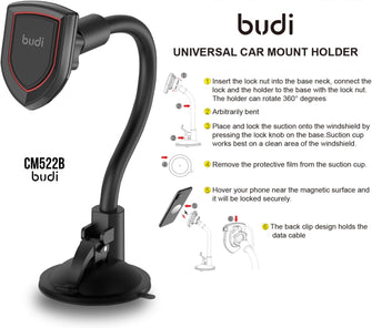 Buy Budi,Budi Phone Holder for Cars, Strong Suction Car Phone Holder for Dashboard / Windscreen / Universal Mobile Phone Holder for Car, 360 Degree Rotation Car Phone Mount for iPhone Samsung Oneplus etc. - Gadcet UK | UK | London | Scotland | Wales| Ireland | Near Me | Cheap | Pay In 3 | Mobile Phone Stands