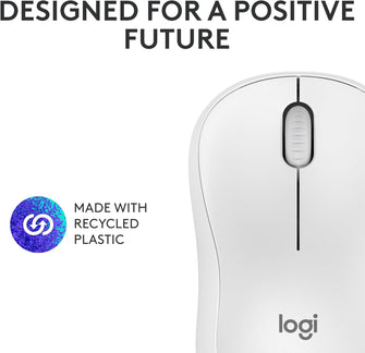 Logitech M240 Silent Bluetooth Mouse, Wireless, Compact, Portable, Smooth Tracking, 18-Month Battery, for Windows, macOS, ChromeOS, Compatible with PC, Mac, Laptop, Tablets - White