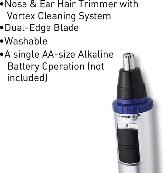 Panasonic ER-GN30 Wet & Dry Nose & Ear Hair Trimmer – Battery Powered, 90-Min Operation – Black