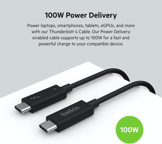 Belkin Active Thunderbolt 4 USB-C Cable - 100W Power Delivery, USB 4 Compliant, Compatible with MacBook Pro, iPhone 15 Pro, 2m