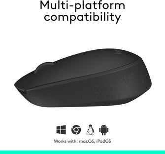 Logitech M171 Wireless Mouse – 2.4GHz with USB Receiver, Optical Tracking, 12-Month Battery, Ambidextrous Design – Black