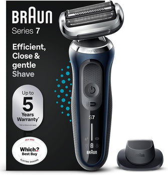 Braun Series 7 Electric Shaver for Men, 71-B1200s, with EasyClick Precision Trimmer, 360° Flex, Wet & Dry, Cordless, Rechargeable, Blue