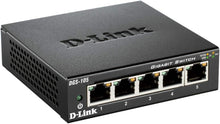 D-Link DGS-105/B 5-Port Gigabit Unmanaged Metal Desktop Switch - 10/100/1000 Mbit/s, UK Version, Black