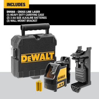 DEWALT DW088CG-XJ 2-Way Self-Levelling Cross Line Green Beam Laser with Carry Case