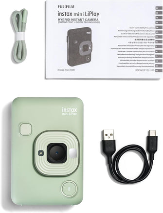 INSTAX Mini LiPlay Hybrid Instant Camera, 2.7" LCD, Micro SD, USB-C Charging, Matcha Green