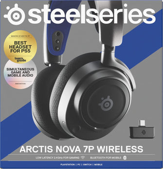 SteelSeries Arctis Nova 7P Wireless PS5 Gaming Headset - Neodymium Drivers, Dual Wireless (PlayStation & Bluetooth), 38H USB-C Battery, Gen2 AI Mic, PS4, PC, Switch, Mobile - Black